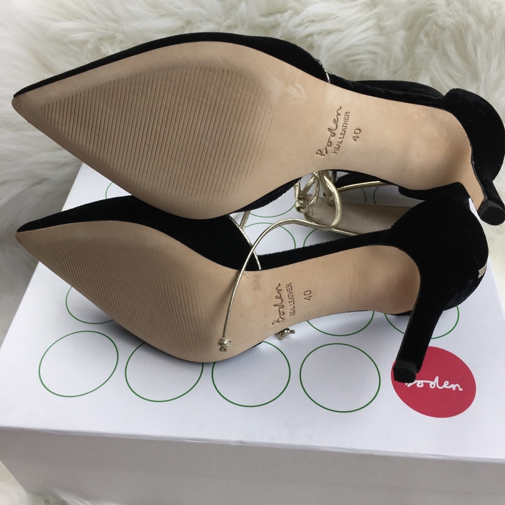 BODEN SABRINA Ankle Straps Black Velvet Heels 40 - Picture 6 of 7
